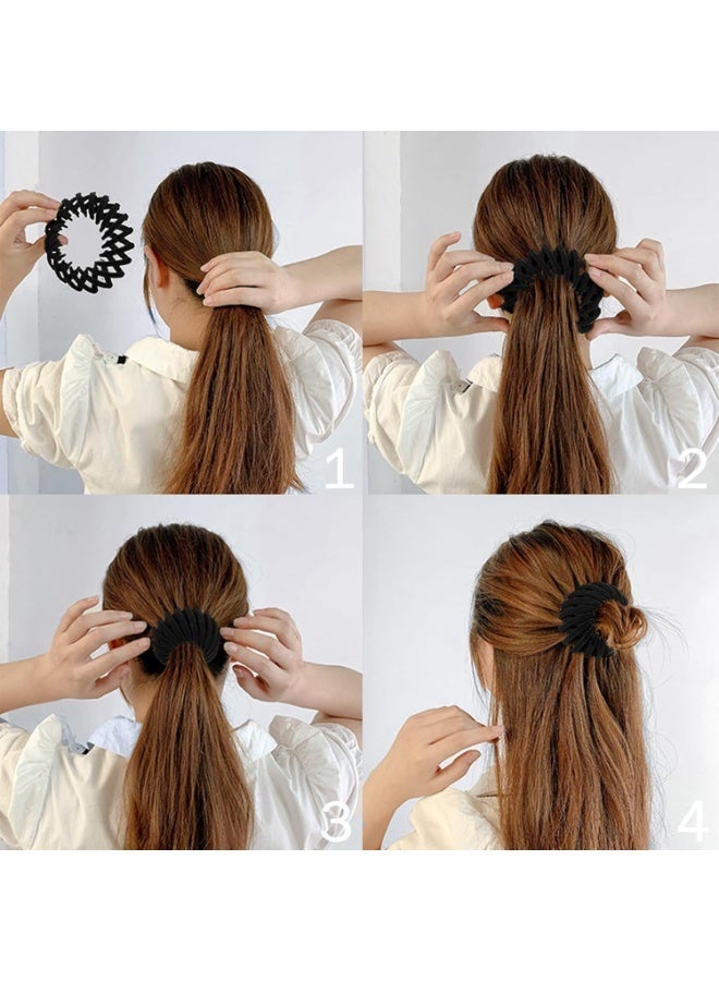 ChicAbode 4 Pcs Birds Nest Hair Clip, Hair Ties for Women, Hair Bun Maker Ponytail Holder for Thick Thin Hair, Lazy Birds Nest Hairpin - Image 3